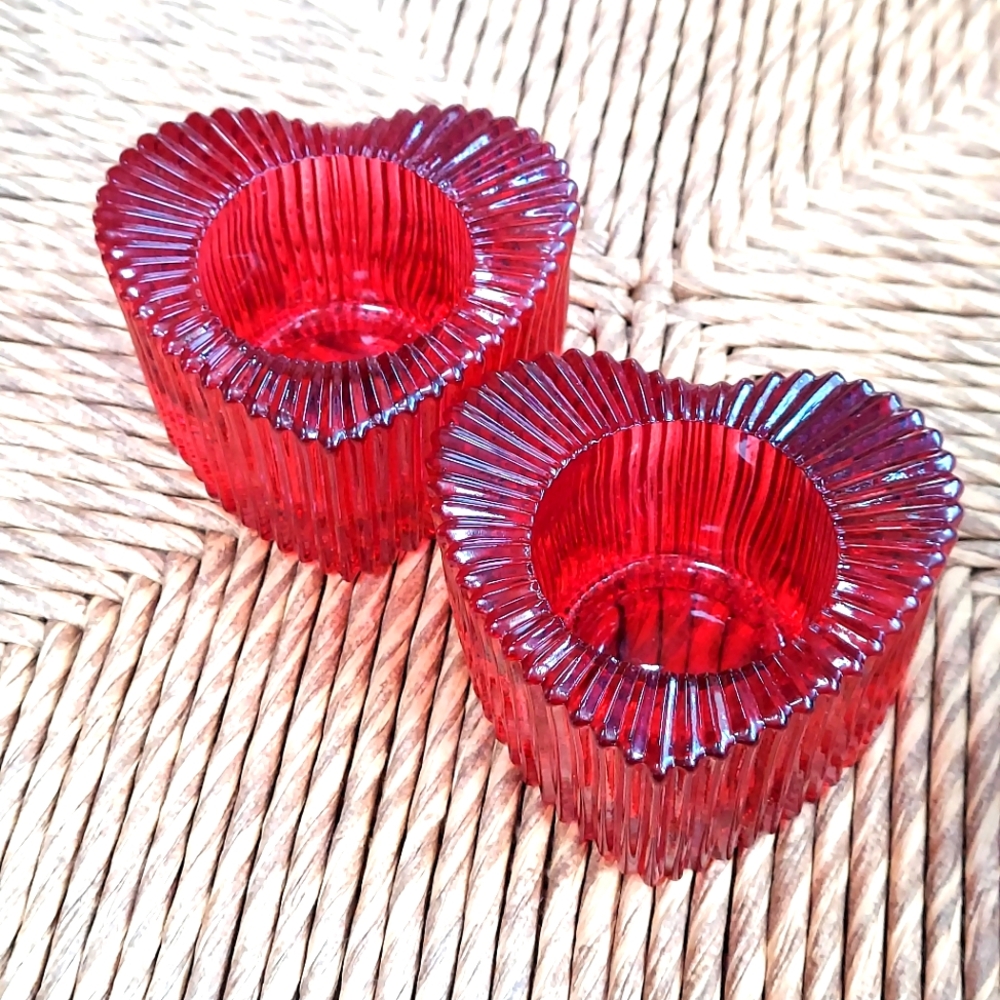 Red Heart-Shaped Candle Holders